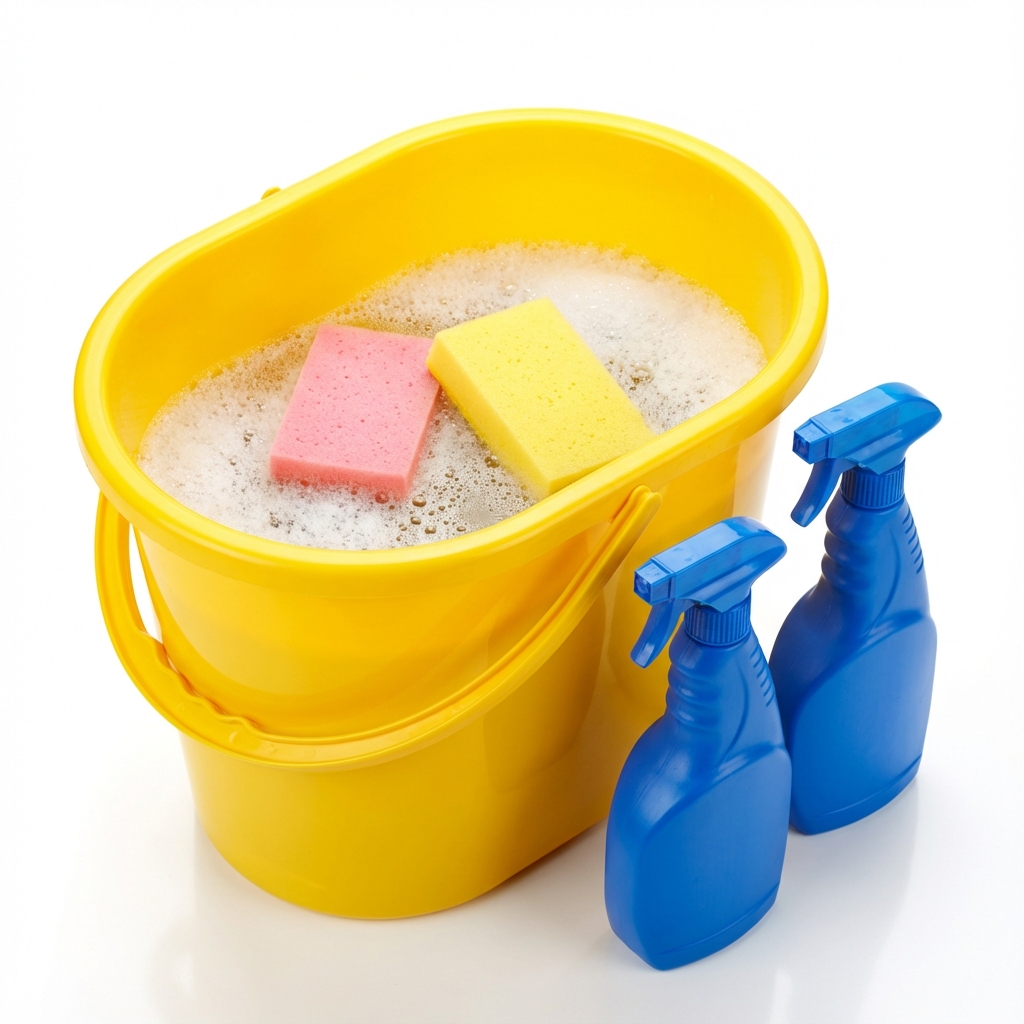 Cleaning bucket and supplies